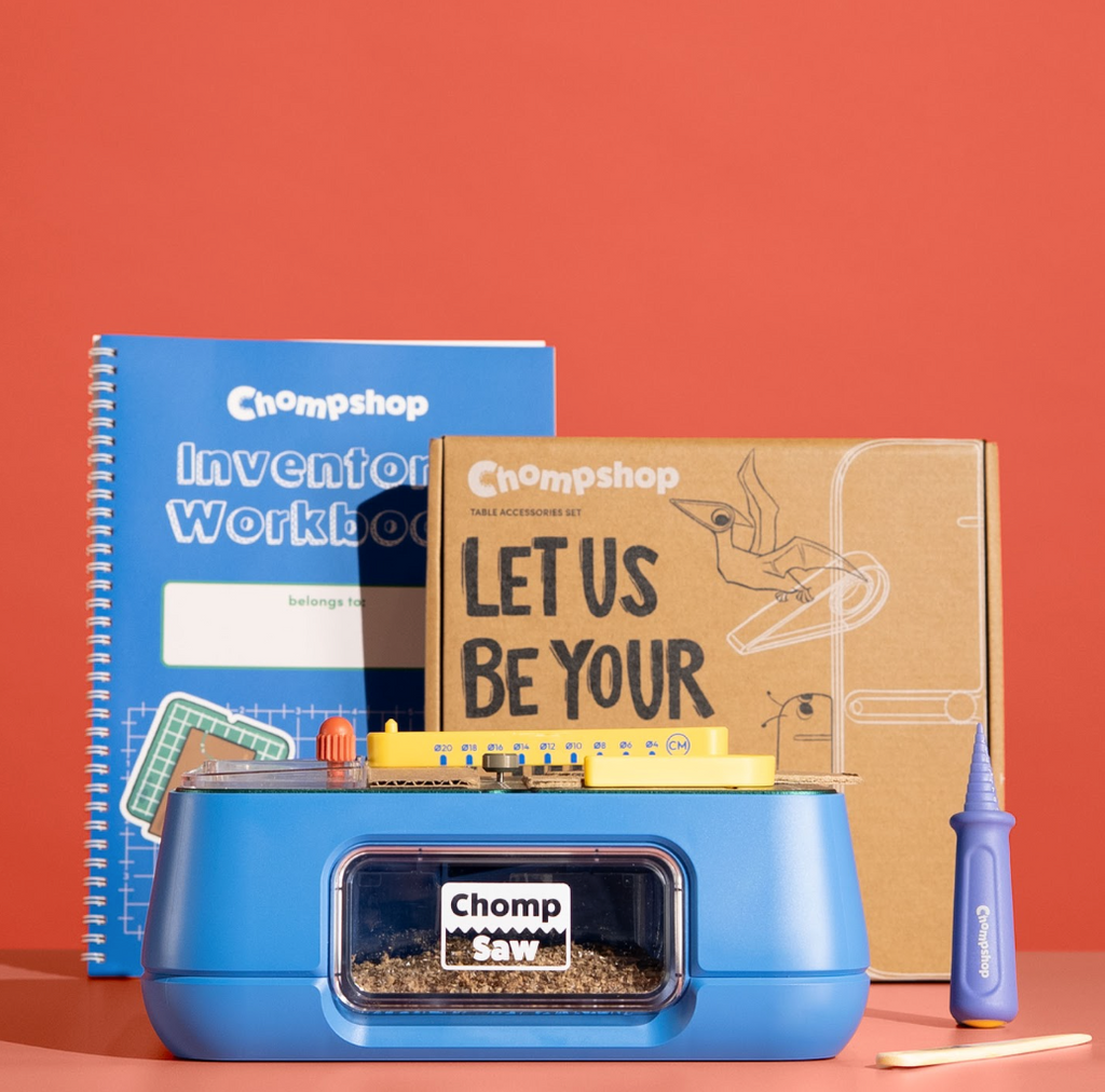 ChompShop - Maker Bundle (ChompSaw, table accessories, inventor's workbook, hole punch & scoring tool)