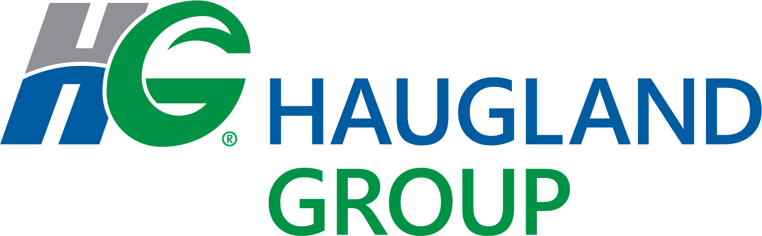 Haugland Group logo with a stylized 'HG' in blue and green on a white background